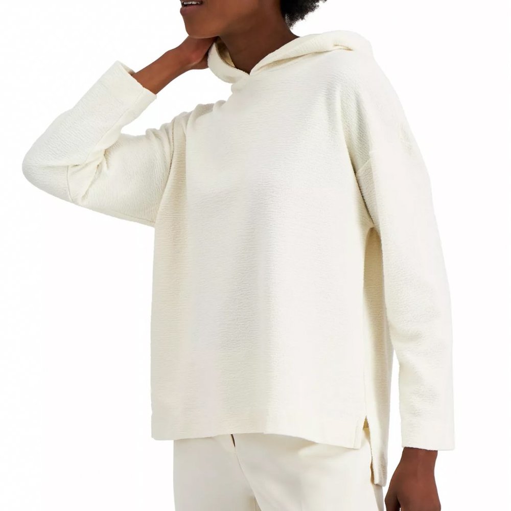 Alfani Modern Lounge Antique White Pullover Sweatshirt w/Hoodie Size Large NWT